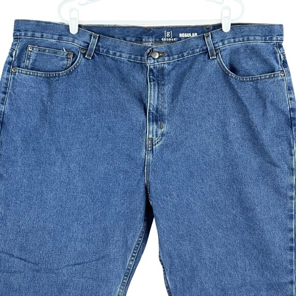 GEORGE Men's Blue Cotton Denim Jeans Size 48x30 Regular Fit Straight Leg NWT - Picture 3 of 12